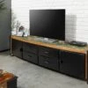 Meuble TV 208x43 Bois De Récupération Laqué Multicolore INDUSTRIAL #106