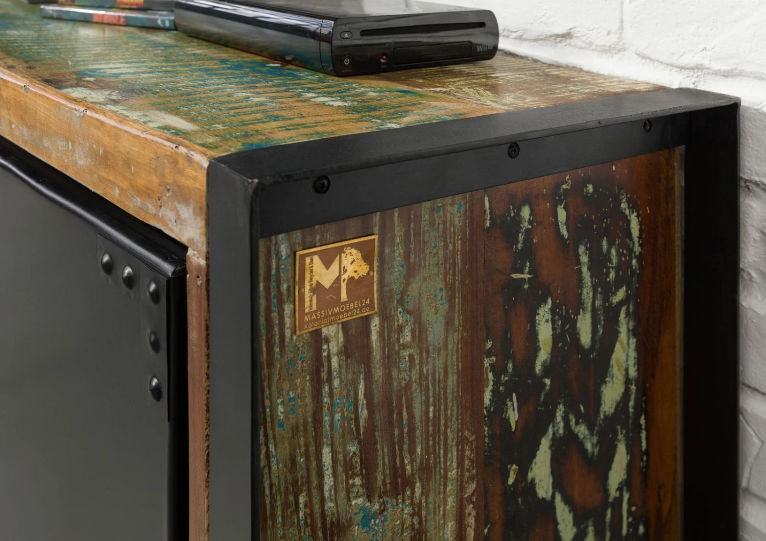 Meuble TV 208x43 Bois De Récupération Laqué Multicolore INDUSTRIAL #106 5 Meuble TV 208x43 Bois De Récupération Laqué Multicolore INDUSTRIAL #106 – Image 5