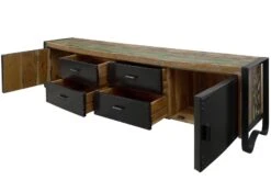 Meuble TV 208x43 Bois De Récupération Laqué Multicolore INDUSTRIAL #106 16 Meuble TV 208x43 Bois De Récupération Laqué Multicolore INDUSTRIAL #106 -Massivmoebel24 09 313 811 0106 8