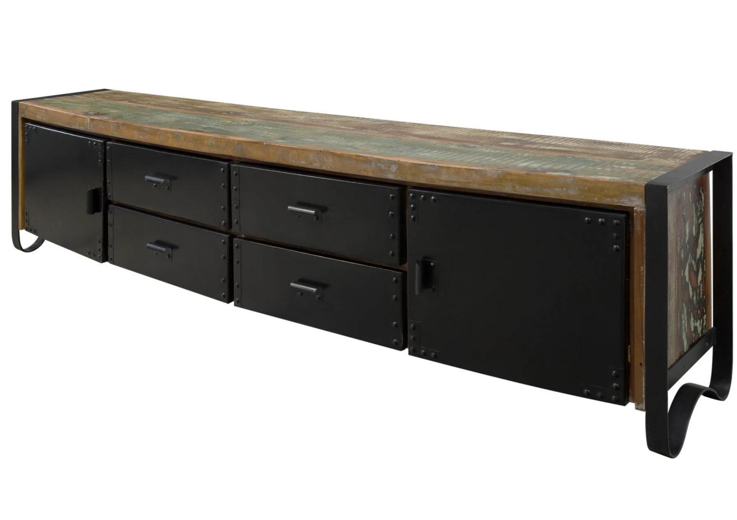 Meuble TV 208x43 Bois De Récupération Laqué Multicolore INDUSTRIAL #106 9 Meuble TV 208x43 Bois De Récupération Laqué Multicolore INDUSTRIAL #106 – Image 9