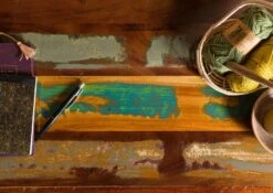 Meuble TV 160x45 Bois De Récupération Laqué Multicolore SIXTIES #116 -Massivmoebel24 09 313 815 0016 5