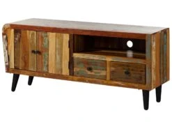 Meuble TV 160x45 Bois De Récupération Laqué Multicolore SIXTIES #116 -Massivmoebel24 09 313 815 0016 9