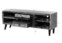 Meuble TV 170x45 Bois De Récupération Laqué Multicolore SIXTIES #117 -Massivmoebel24 09 313 815 0017 8