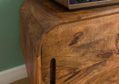 Meuble TV En Bois De Sheesham 134x40x48 Marron Clair Laqué MAILAND #125 -Massivmoebel24 09 313 875 0125 06