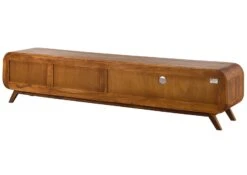 Meuble TV En Bois De Sheesham 220x40x48 Marron Clair Laqué MAILAND #127 -Massivmoebel24 09 313 875 0127 10