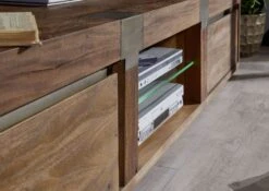 Meuble TV 205x48 Manguier Laqué Brun AMSTERDAM #02 8 Meuble TV 205x48 Manguier Laqué Brun AMSTERDAM #02 -Massivmoebel24 09 313 877 0002 3