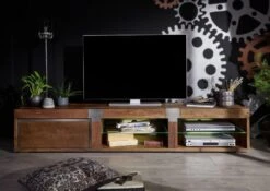 Meuble TV 205x48 Manguier Laqué Brun AMSTERDAM #03