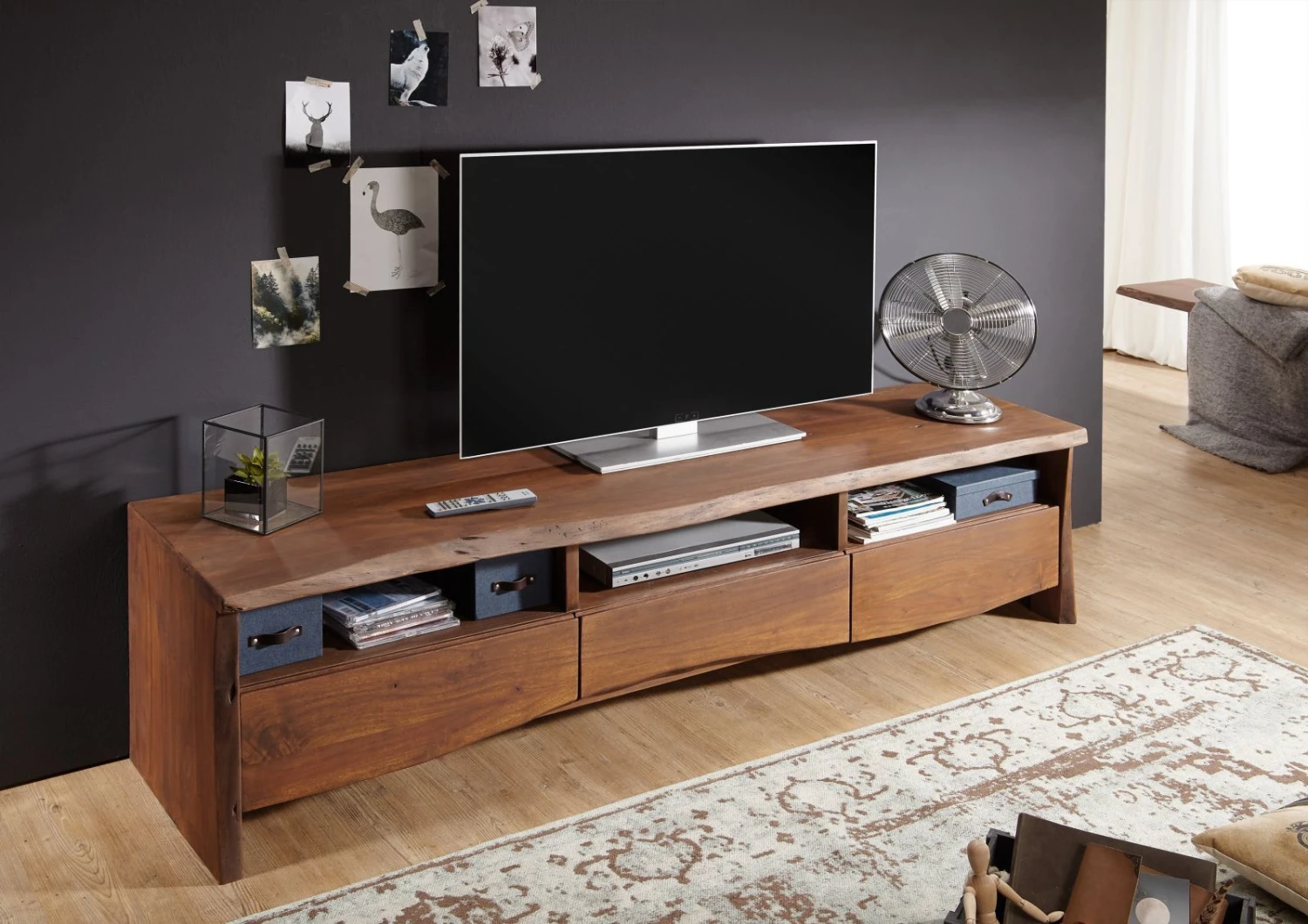 Meuble TV 191x45 Acacia Laqué Brun PURE ACACIA #209 2 Meuble TV 191x45 Acacia Laqué Brun PURE ACACIA #209 – Image 2