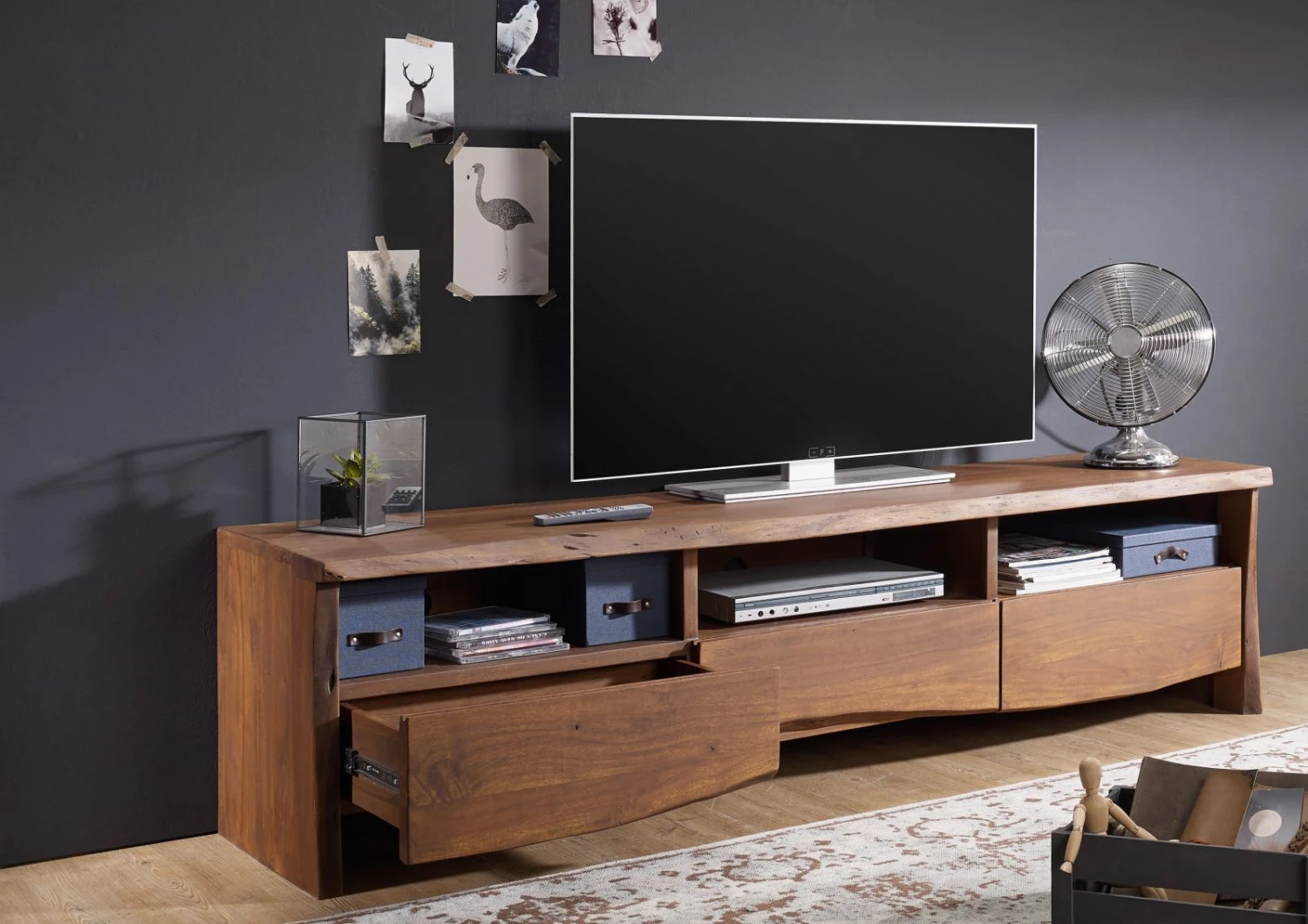 Meuble TV 191x45 Acacia Laqué Brun PURE ACACIA #209 4 Meuble TV 191x45 Acacia Laqué Brun PURE ACACIA #209 – Image 4