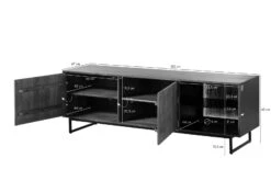 Meuble TV En Bois De Manguier / Bois De Récupération 180x47x60 Noir / Naturel Laqué DAVIS #10 -Massivmoebel24 09 313 888 0010 08