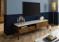 Meuble TV Manguier 180x45x50 Marron Huilé / Marbre Véritable LOS ANGELES #02 12 Meuble TV Manguier 180x45x50 Marron Huilé / Marbre Véritable LOS ANGELES #02 -Massivmoebel24 09 313 891 0102 03