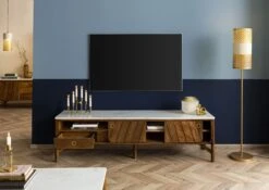 Meuble TV Manguier 180x45x50 Marron Huilé / Marbre Véritable LOS ANGELES #02 13 Meuble TV Manguier 180x45x50 Marron Huilé / Marbre Véritable LOS ANGELES #02 -Massivmoebel24 09 313 891 0102 04