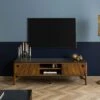 Meuble TV Manguier 160x45x50 Marron Huilé / Granit Foncé LOS ANGELES #101