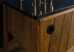 Meuble TV Manguier 160x45x50 Marron Huilé / Granit Foncé LOS ANGELES #101 -Massivmoebel24 09 313 891 1101 05