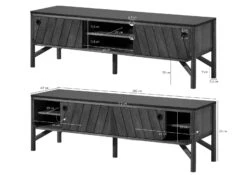 Meuble TV Manguier 160x45x50 Marron Huilé / Granit Foncé LOS ANGELES #101 -Massivmoebel24 09 313 891 1101 08