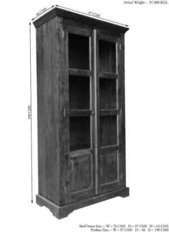 Vitrine 98x46 Acacia Laqué Nougat OXFORD #440 -Massivmoebel24 09 320 620 7016 8