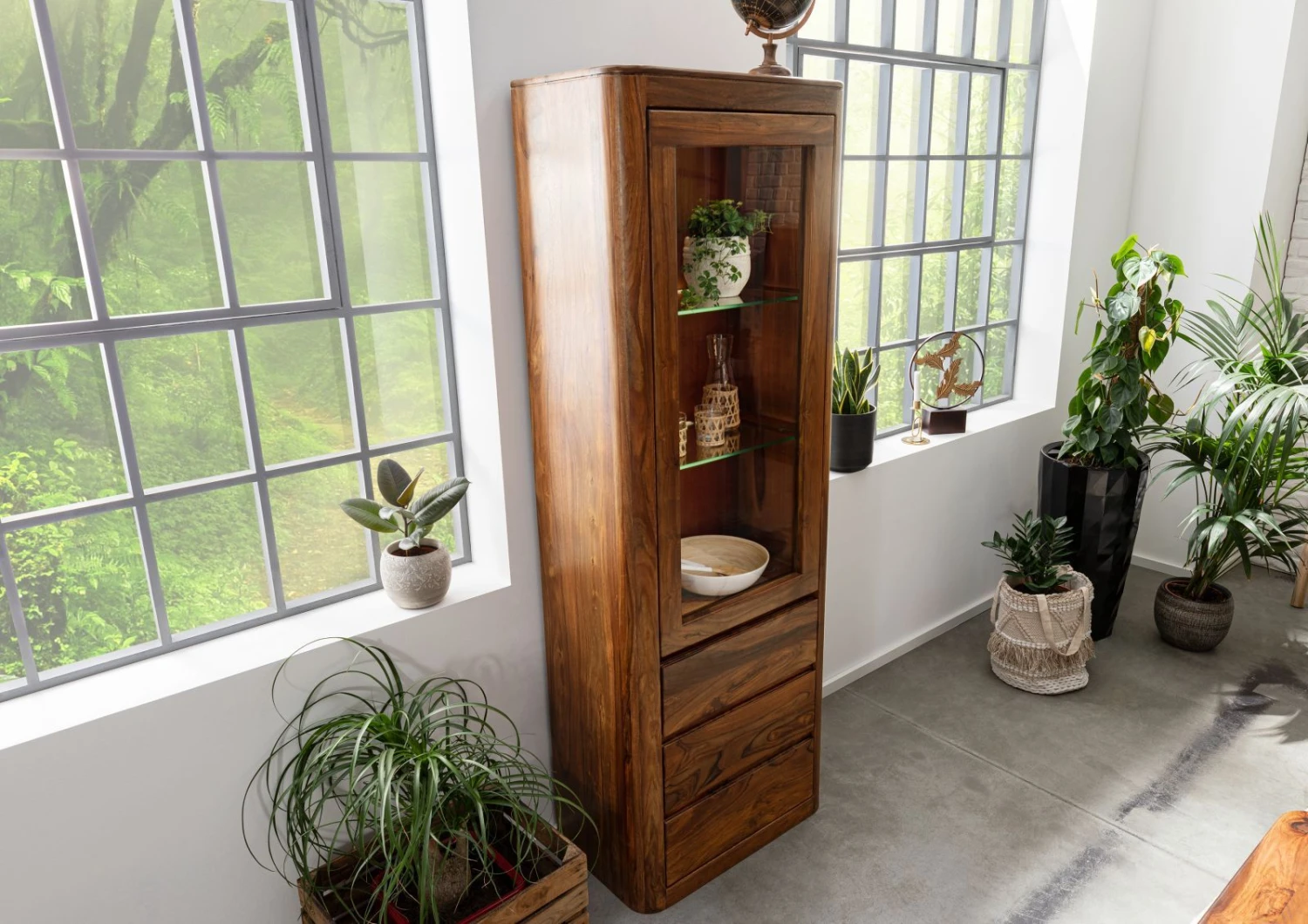 Vitrine 70x40 Palissandre Ciré Noisette TORONTO #210 2 Vitrine 70x40 Palissandre Ciré Noisette TORONTO #210 – Image 2