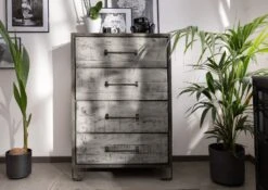 Commode 81x46 Manguier Laqué Gris HEAVY INDUSTRY #117 -Massivmoebel24 09 320 677 0018 3