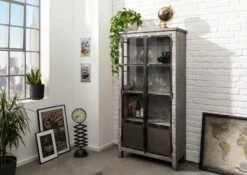 Vitrine 90x40 Manguier Laqué Gris HEAVY INDUSTRY #141