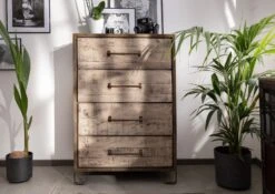 Buffet 81x46 Manguier Laqué Brun HEAVY INDUSTRY #217 -Massivmoebel24 09 320 677 0218 3