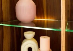 ANCONA #235 Vitrine En Bois De Sheesham - Laqué / Brun Foncé 100x45x200 -Massivmoebel24 09 320 699 2035 04