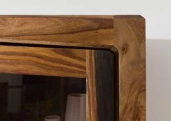 ANCONA #235 Vitrine En Bois De Sheesham - Laqué / Brun Foncé 100x45x200 -Massivmoebel24 09 320 699 2035 07
