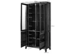 ANCONA #235 Vitrine En Bois De Sheesham - Laqué / Brun Foncé 100x45x200 -Massivmoebel24 09 320 699 2035 08