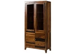 ANCONA #235 Vitrine En Bois De Sheesham - Laqué / Brun Foncé 100x45x200 -Massivmoebel24 09 320 699 2035 09