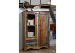 Vitrine 95x42 Bois De Récupération Laqué Multicolore NATURE OF SPIRIT #51 -Massivmoebel24 09 320 700 5150 3