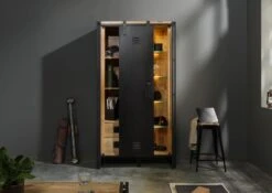 Buffet En Bois De Manguier 105x45x195 Naturel Laqué / Métal Noir BLACKBURN #104 -Massivmoebel24 09 320 728 1004 03