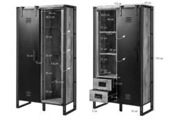 Buffet En Bois De Manguier 105x45x195 Naturel Laqué / Métal Noir BLACKBURN #104 -Massivmoebel24 09 320 728 1004 08