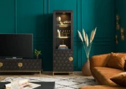 Vitrine En Bois De Manguier 63x40x200 Gris Huilé DIAMOND #116