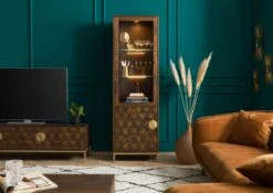 Vitrine En Bois De Manguier 63x40x200 Marron Huilé DIAMOND #216