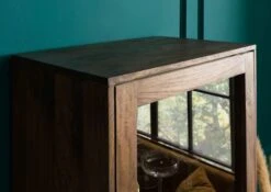 Vitrine En Bois De Manguier 63x40x200 Marron Huilé DIAMOND #216 -Massivmoebel24 09 320 760 1016 04