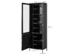 Vitrine En Bois De Manguier 63x40x200 Gris Huilé DIAMOND #116 -Massivmoebel24 09 320 760 1016 08 1