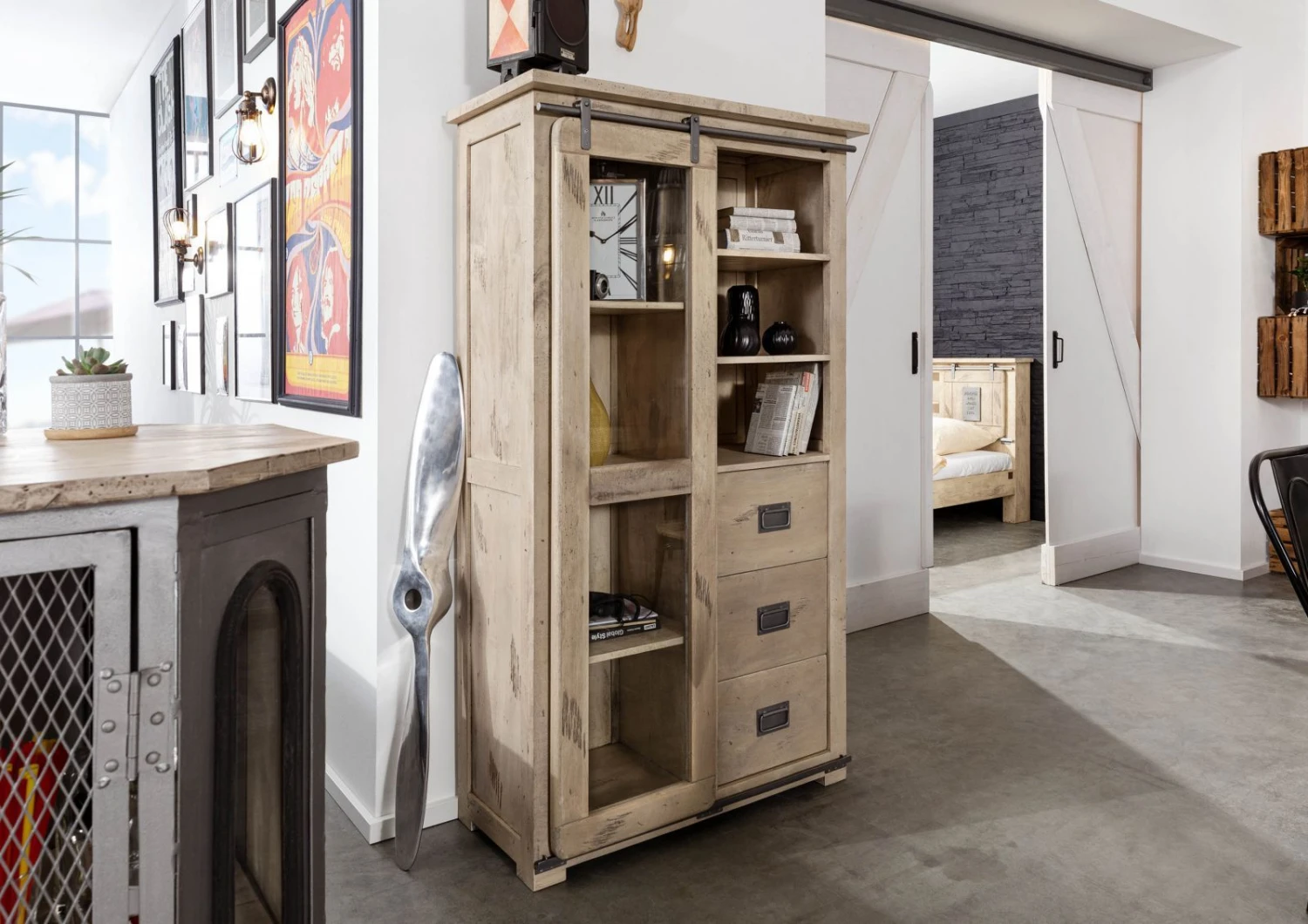 Vitrine 100x45 Manguier Laqué Blanchi RAILWAY #326 1 Vitrine 100x45 Manguier Laqué Blanchi RAILWAY #326