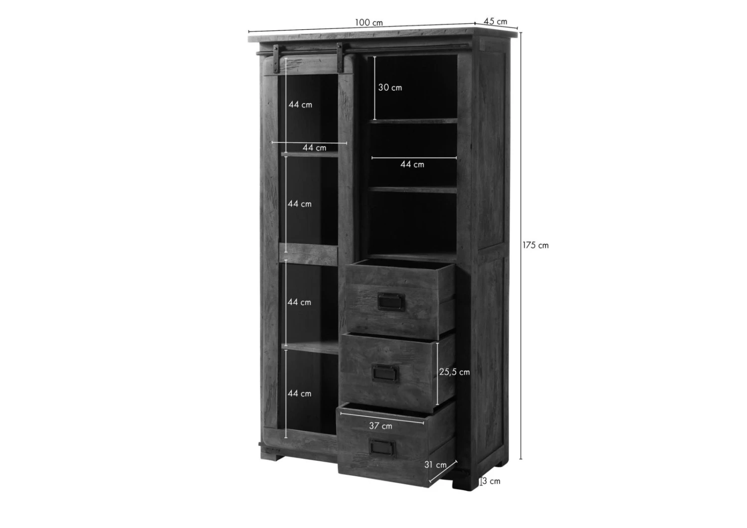 Vitrine 100x45 Manguier Laqué Blanchi RAILWAY #326 8 Vitrine 100x45 Manguier Laqué Blanchi RAILWAY #326 – Image 8