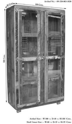 Vitrine 100x40 Bois De Récupération Laqué Multicolore FREEZY #30 -Massivmoebel24 09 320 803 1020 8