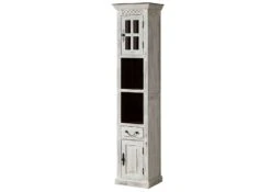Armoire 44x35x188 En Bois De Manguier / Acacia Blanc Ciré CASTLE-ANTIK #110