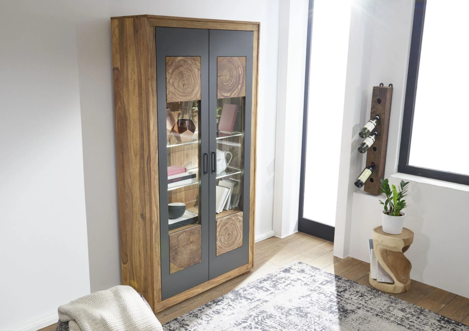 Vitrine 103x40 Palissandre Teinté Brun TURIN #050 2 Vitrine 103x40 Palissandre Teinté Brun TURIN #050 – Image 2