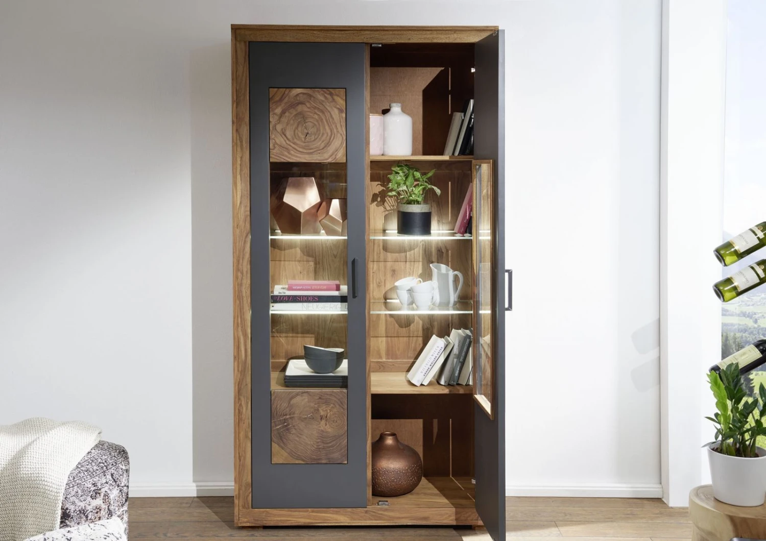 Vitrine 103x40 Palissandre Teinté Brun TURIN #050 4 Vitrine 103x40 Palissandre Teinté Brun TURIN #050 – Image 4