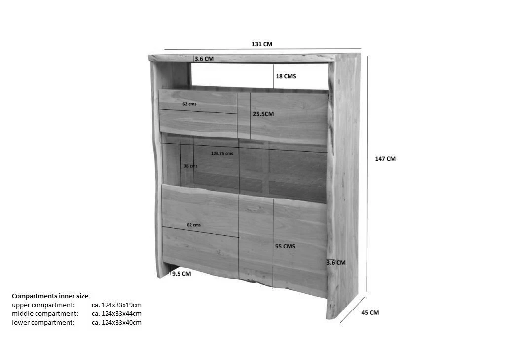 Buffet 131x45 Acacia Laqué Bois Naturel PURE ACACIA #105 8 Buffet 131x45 Acacia Laqué Bois Naturel PURE ACACIA #105 – Image 8