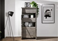 Vitrine 71x45 Acacia Laqué Gris Taupe PURE ACACIA #405 -Massivmoebel24 09 320 886 4005 3