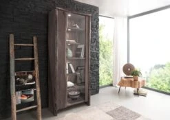 Vitrine 81x45 Acacia Laqué Gris Taupe PURE ACACIA #406