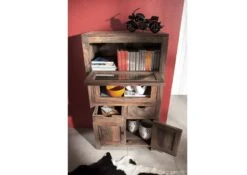 Buffet 80x40 Palissandre Huilé Gris Taupe NATURE GREY #60 -Massivmoebel24 09 321 550 0060 3