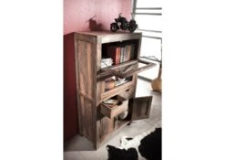 Buffet 80x40 Palissandre Huilé Gris Taupe NATURE GREY #60 -Massivmoebel24 09 321 550 0060 4