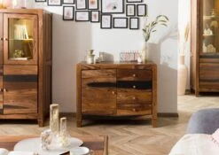 ANCONA #215 Buffet En Bois De Sheesham - Laqué / Brun Foncé 100x45x80