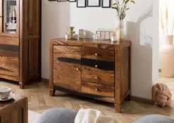 ANCONA #215 Buffet En Bois De Sheesham - Laqué / Brun Foncé 100x45x80 -Massivmoebel24 09 321 699 2015 03