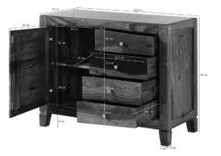 ANCONA #215 Buffet En Bois De Sheesham - Laqué / Brun Foncé 100x45x80 -Massivmoebel24 09 321 699 2015 08