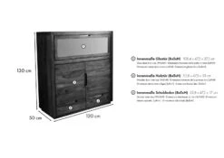 Buffet 120x50 Palissandre Laqué Noisette DUKE #118 -Massivmoebel24 09 321 813 0118 8